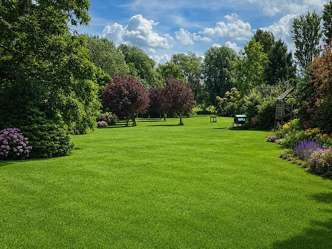 Grand jardin en été